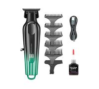 Hair Clippers for Men, Metal Body Gradient Hair Clipper Powerful Power Trimmer Multi Functional Clipper Pusher(Green)