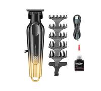Hair Clippers for Men, Metal Body Gradient Hair Clipper Powerful Power Trimmer Multi Functional Clipper Pusher(Yellow)