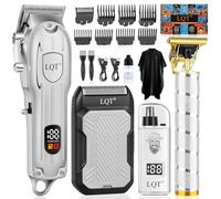 Hair Clippers for Men with LED Display, 4-Piece Cordless Grooming Kit with Hair Clipper, Beard Trimmer, Foil Shaver & Nose Trimmer, Complete Set for Home Barber