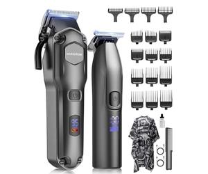 Hair Clippers Men&Trimmer Set,Waterproof Clippers for Men Haircut,Black | IPX7 Waterproof,T-Blade,Cordless,4H Long Runtime,6800RPM Powerful Motor,Durable Stainless Steel Blades,LED,0.8-2mm Precision