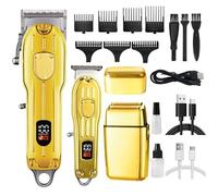 Hair Clippers Set for Men, Hair Clipper Trimmer with LED Display, 7 Limit Combs,Professional Cordless Hair Clipper Shaver Beard Trimmer, Hair Cutting Machine for Him Father's Day (Gold)