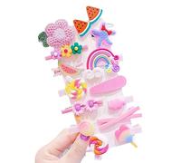Hair Clips 14PCS,Lovely Hair Barrettes Sweet Girl,Rainbow Candy Ice Cream Flower Hair Clip for Girl Children Baby,Baby Hair Accessories Hair Slides,Cartoon Hairpins for Kids (Pink)