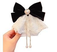 Hair Clips 1pc Lace Red Bow One Line Clip Broken Diamond Hair Clip Back Of The Head Clip Headband(1pc black)