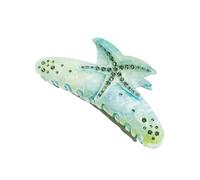 Hair Clips 2pcs Hawaiian Style Hair Clips Summer Ocean Crab Claw Shiny Starfish Ponytail Clips Sweet Hair Accessories(Green)