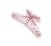 Hair Clips 2pcs Hawaiian Style Hair Clips Summer Ocean Crab Claw Shiny Starfish Ponytail Clips Sweet Hair Accessories(Light Purple)