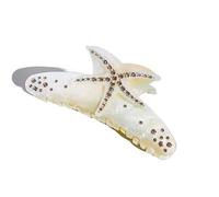 Hair Clips 2pcs Hawaiian Style Hair Clips Summer Ocean Crab Claw Shiny Starfish Ponytail Clips Sweet Hair Accessories(Light Orange)