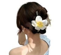 Hair clips, Claw Clips 1 Pc Yellow Plumeria Flower Pearl Headdress Hair Clip Claw Women Girls Grab Back Of The Head Hair Accessory-4(2)