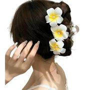 Hair clips, Claw Clips 1 Pc Yellow Plumeria Flower Pearl Headdress Hair Clip Claw Women Girls Grab Back Of The Head Hair Accessory-4(1)