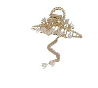 Hair clips,claw clips,claw clips,hair claw,shark clip, Handmade Natural Pearl Vintage Lily Of The Valley Tassel Hairpin Shark Clip Side Bangs Clip Side Clip Headdress 02 (Color : 5)(1)