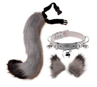 Hair Clips Cocker Tail Animal Element Adjustable Faux Fur Solid Wolf Tail Ears Collar For Cosplay