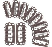 Hair clips for Extension 12 PC Snap-Comb Wig Clips for Hair Extensions Medium & Mini Size Metal Clips with Rubber Stoppers - Black & Brown Durable Hair Extension - Secure Snap-Teeth Design for Wigs