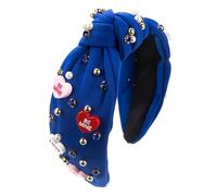 Hair Clips For Fine Hair Europe And The United States New Accessories Valentine's Day Headband Women Pearl High Cranial Top Knot All The Holiday Accessories Barrette Clips (Blue, One Size)