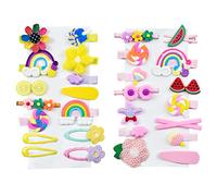 Hair Clips for Girls, 28 PCS Cute Barrettes Clips No Hair Damage Cute Cartoon Hairpins Rainbow Candy Flowers Fruit Dessert Patterns Children Hairpin Set Hair Accessories