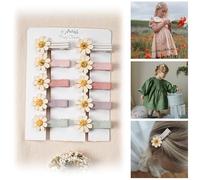 Hair Clips for Girls Women Toddler Baby,Assorted 10Pcs Spring Flower Daisy Fabric Fully Lined Small Alligator Clips Hair Accessories for Teens Child Kids with Thick Thin Hair Gifts