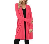 Hair Clips in Bijouterie Cardigan for Women Casual Women Lightweight Open Front Cardigan Solid Soft Long Sleeve Cardigan with Beautiful Dresses Women, Red (watermelon red), XL