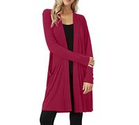 Hair Clips in Bijouterie Cardigan for Women Casual Women Lightweight Open Front Cardigan Solid Soft Long Sleeve Cardigan with Beautiful Dresses Women, Wine Red, S