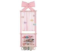Hair Clips Organizer - Large Pink Display Stand with Hooks | Hair Accessories Organizer and Room Decoration, for Women and Girls, Hairpins, Door, Wardrobe, Bedroom,