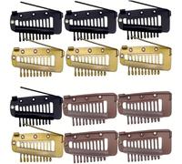 Hair Clips,Plastic Claw Hairpins,25pcs chunni clips 3.6cm 10 Teeth Snap with Safety Pin For Weft Extensions