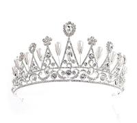 Hair Clips Silver Leaf Pearl Rhinestone Queen Princess Diadem Bride Tiara And Crown Headdress Bridal Wedding