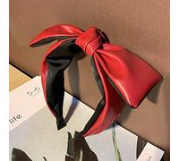 Hair Clips, version of the new headband leather big bow headband fashion wide-brimmed non-slip hairpin adult all-match hairpin,(Wine red A3138)