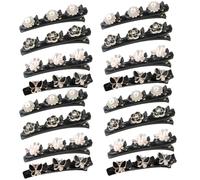 Hair Clips with Sparkling Crystal Stones Braided Rhinestone Hair Clips for Women and Girls, Elegant Hair Styling Clips, Shiny Rhinestone Hair Clip, Lightweight Braided Hair Clips, 16 Pieces, C