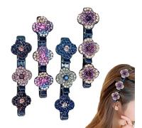 Hair Clips Women - Hair Claw Clips Women | Small Hair Clips Women | Claw Hair Clips | Hair Clip with Three Flowers | Ladies Sparkling Four- Clover Hairpin Duckbill Clip for Styling Hair Sectioning