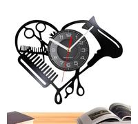 Hair Clock - Decor Clock, 12 Inch Barber Shop Art | Silent Themed Timepiece, Scissors Comb Pattern Decoration, Perfect Hair Stylist Gift For Beauty Parlor Barbershop Interior