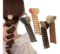 Hair Coils | Coil Hair Ties No Damage - 4X Set Elastic Stretchy Curly Thin Headpiece For Bun Braids