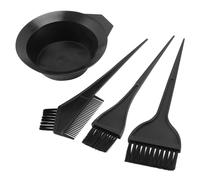 Hair Color Dye Bowl Kit Black with 2 Brushes, Twin-Head Brush & Comb - Plastic Coloring Tool Set (Up to 250ml/6oz)