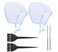 Hair Coloring Highlighting Cap, 2 Hair Disposable Tipping Frosting Cap with 2 Hook and Hair Coloring Brush for Dyeing Hair Salon Home Use