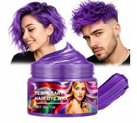 Hair Colour Wax One-time Temporary Modeling Natural Colour Hair Dye Wax, Disposable Coloring Mud for Men Women Youth, Natural Washable Styling Pomades for Party Cosplay DIY Halloween (Purple)