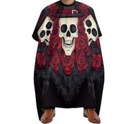 Hair Colouring Cape Red Roses Magic Hat Skeleton Day of The Dead Sugar Skulls, Professional Salon Cape Unisex Hairdressing Apron for Coloring Women 140X168cm