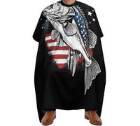 Hair Colouring Cape Vintage Bass Fishing Lure American Flag, personalised Salon Cape Waterproof Hairdressing Apron for Men Family 140X168cm