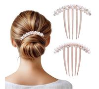 Hair Comb 2 Pieces Beads Hair Combs for Inserting U-Shape Hair Fork Crystal Hair Comb Hair Gold Hair Comb Hair Accessories Bridal Side Combs Vintage Headpiece for Women Bridal Wedding