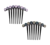 Hair Comb 2pcs Seven Teeth Hairpin Flower Rhinestone for Elegant Updos | Resin Accessory Glossy Flower Detailing, Quick Decoration for Medium-length or Thick Hair, Brides, Random Color