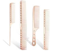 Hair Comb 4PC Professional Hair Combs Barber Cutting Brush Anti-static Pro Salon Hairdressing Care Styling Tools(Rose golden)