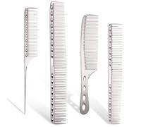 Hair Comb 4PC Professional Hair Combs Barber Hair Cutting Brush Anti-static Pro Salon Hairdressing Hair Care Styling Tools(Sliver)