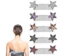 Hair Comb 5PCS Rhinestone Star Hair Comb,Chopped Hair Organiser,Invisible Back of Head Hair Plate,Girl's Hair Comb,Headband for Women Girls