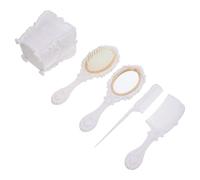 Hair Comb and Mirror Set, Portable Anti Static Styling Tools | Plastic White Finish, for Wet Hair and Scalp, Home Use the Go Touch Ups