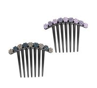 Hair Comb, Elegant Wedding Party Hairpin Seven Teeth Rhinestone Flower 2Pcs | Resin Material Sparkling Crystals, Fashionable Accessory for Bun Updo Styles, Suitable for Brides and Guests