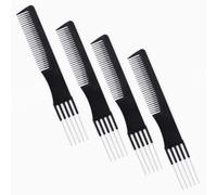 Hair Comb for Women & Men - ShiningUU 4 Pack Black Carbon Lift Teasing Combs with Metal Prong | Anti-Static Styling Comb | Professional Lift Teasing Combs for Voluminous Backcombing (Black)