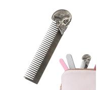 Hair Comb, Metal Beard Comb, Retro Zinc Alloy Beard Comb, Oil Hair Brush | Portable Hairdressing Comb with Ergonomic Skull Design for Hair Care