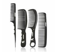 Hair Comb Set Strong & Durable Hair Combs Wide Teeth Cutting Comb Tail Detangle Wet Hair Combs Different Design Pocket Combs Suitable for Home Hotel Barber Shops Hairdressing Salon Black Colour (4pk)