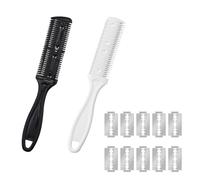 Hair Comb Thinning Hair Clipper Comb, Hair Thinning Comb, Double Sided Razor with 10 Replacement Blades for Hair, Adults and Children, Home Haircut, 2 Pieces
