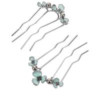 Hair Comb with Four Prongs Pearl Rhinestone U Shaped 2pcs Alloy Flower | Vintage Elegant Decorative Side Comb, Daily Grooming and Party Styling, Secure Hold with Reduced Tugging