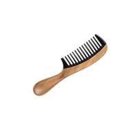 Hair Comb Yh3-1a-c Sandalwood Horn round Handle for Thick Curly Hair | Anti-static Massage Design, Khaki Finish, Daily Grooming and After-shower Detangling for Home Users