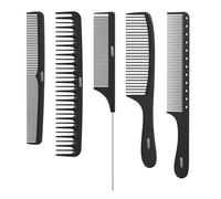 Hair Combs Set 5 Pcs Professional Hairdressing Styling Combs with Stainless Steel Handle, Tail Comb wide tooth comb Cutting Comb, Salon Barber Women Men, Heat Resistant Anti-static, Wet or Dry Use