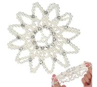Hair Cover | Hair Net with Pearls and Rhinestones | For Hairstyles With Tail Clip | Quick Solution For Work Dance Performance Stage Wedding Sports Formal Events