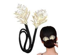 Hair Curler Bun Clips - Elegant Donut Hair Maker, Rhinestone Long Bun Hair Maker | Lazy Flower Curler Clips, Great Option for Home Decoration, Business, Travel, Hotel, School, Women's Fashion Show