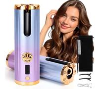 Hair curlerwaves Cordless｜Automatic French Wave Curling Iron with 6 Heat Settings,LCD Screen,Travel,Perfect for Beach Waves & Travel, 40th Birthday Gift for Women (Gradient Gold)